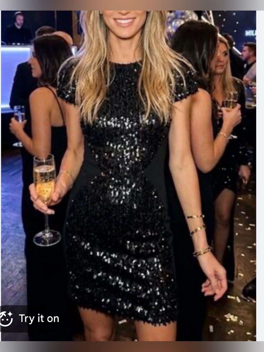 DRESS THE POPULATION Sabrina Sequin Bodycon Dress XS